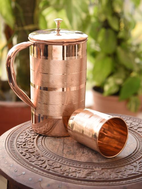 designer copper jug set, 2-pieces, brown - 14764408 - Very Small Image - 1
