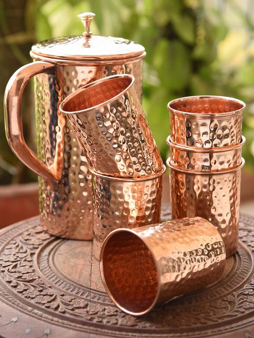 frestol handmade copper jug with six glasses - 14764423 - Very Small Image - 1