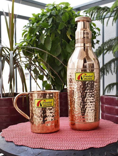frestol copper long sampion hummered bottle with one cup - 14764440 - Very Small Image - 1