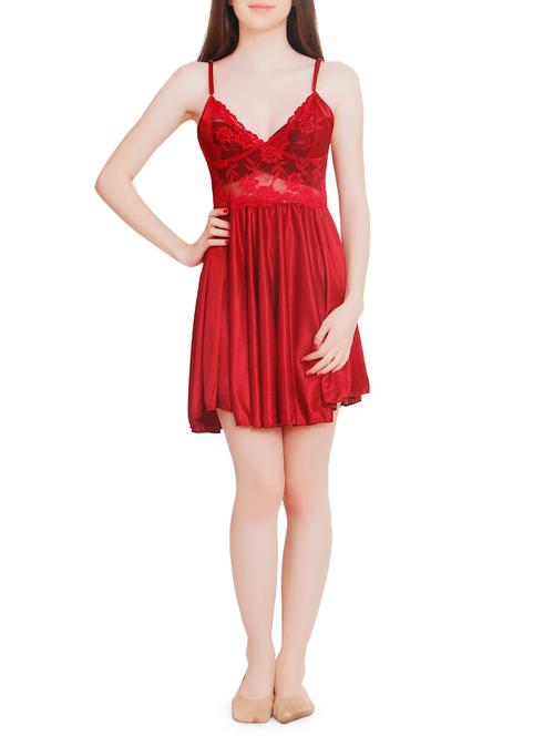 red polyester babydoll - 14766612 - Very Small Image - 1