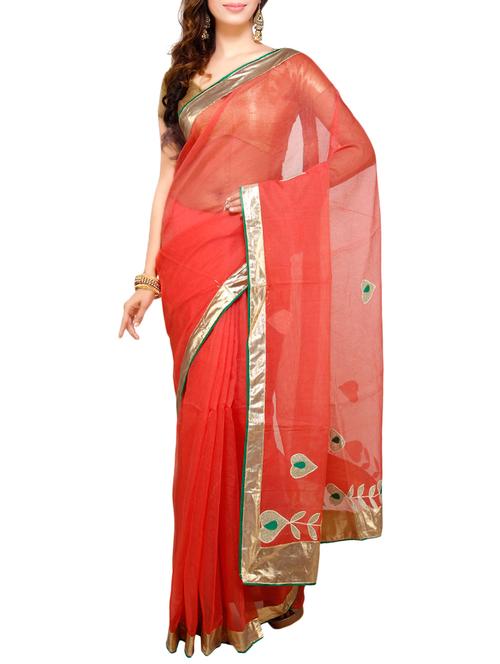red net embroidered saree with blouse - 14769210 - Very Small Image - 1