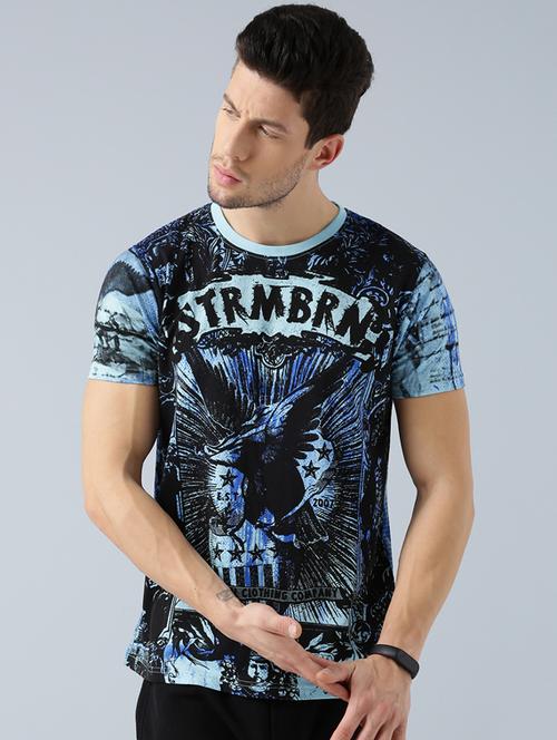 blue cotton all over print t-shirt - 14769973 - Very Small Image - 1