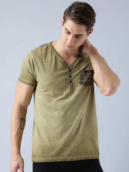 olive green cotton pocket t-shirt - 14769986 - Very Small Image - 1