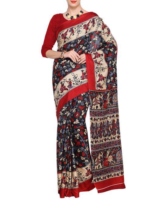 conversational bordered printed saree with blouse - 14770739 - Very Small Image - 1