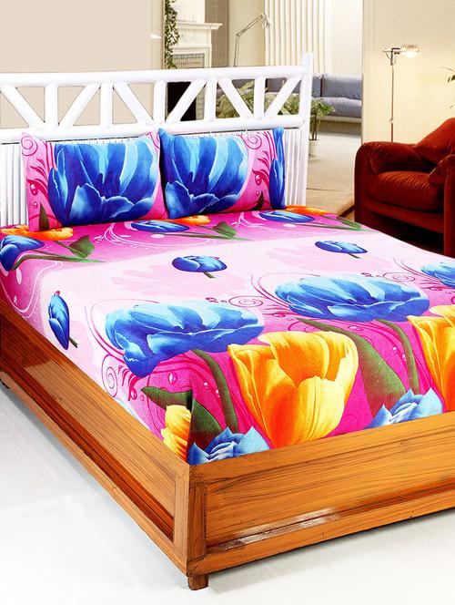 cotton printed double bedsheet with 2 pillow covers - 14772530 - Very Small Image - 1