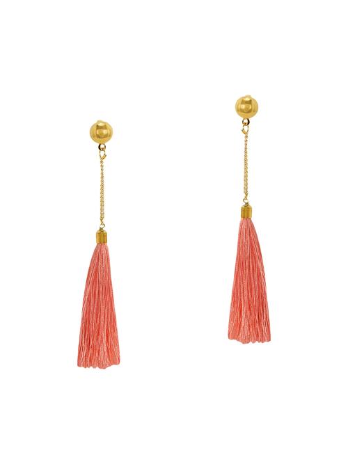 pink colored brass drop earring - 14772918 - Very Small Image - 1