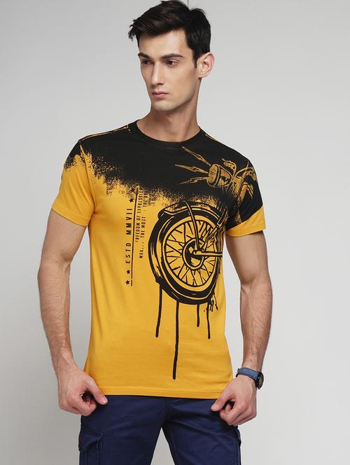 yellow cotton front print tshirt - 14773720 - Very Small Image - 1