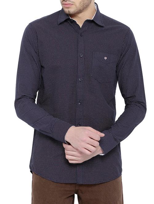 navy blue cotton casual shirt - 14774024 - Very Small Image - 1