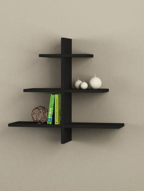 home décor  tree shaped wall shelf floating racks - black - 14774216 - Very Small Image - 1