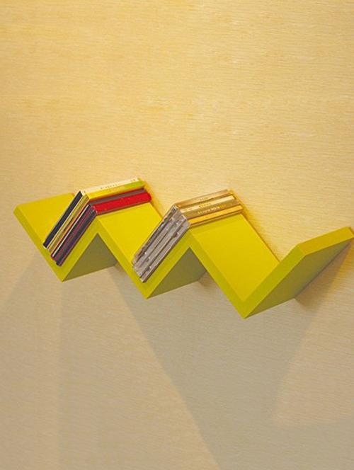 home decor   w shaped zigzag  floating wall shelf  ?  yellow - 14774395 - Very Small Image - 1