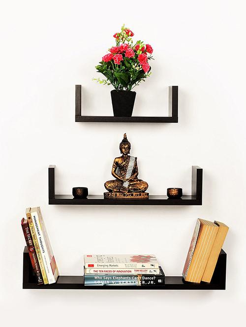 home decornation u-shaped floating wall shelf, set of 3-black - 14774438 - Very Small Image - 1