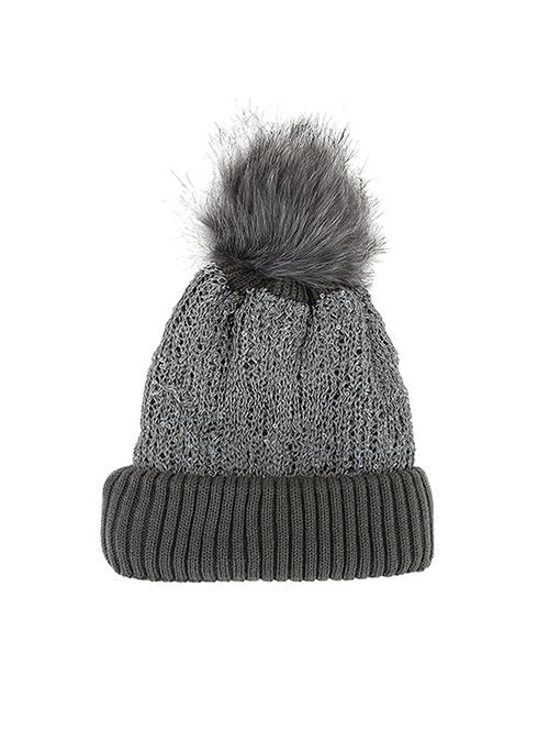 hair drama company grey pom pom beanie for women and girls - 14776164 - Very Small Image - 1