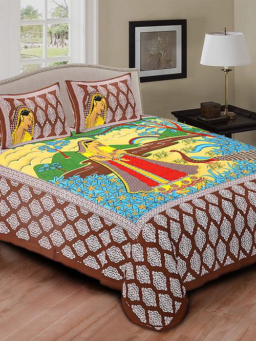 cotton printed double bedsheet with pillow cover - 14776610 - Very Small Image - 1