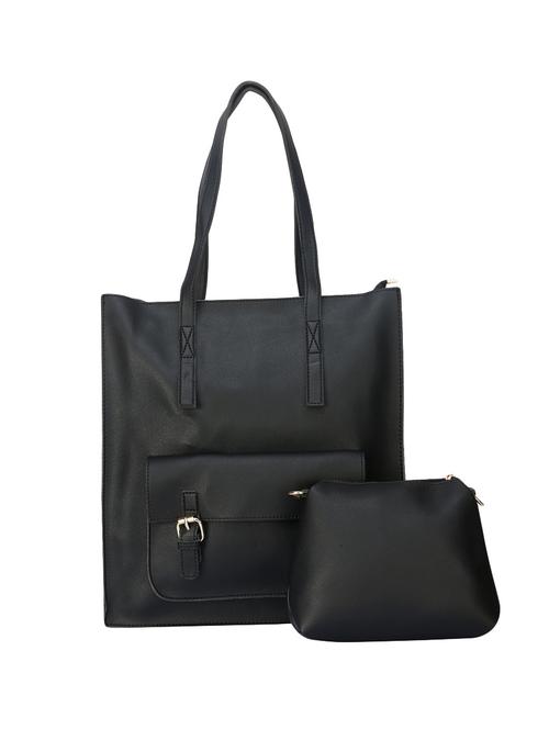 black leatherette  regular handbag - 14777050 - Very Small Image - 1