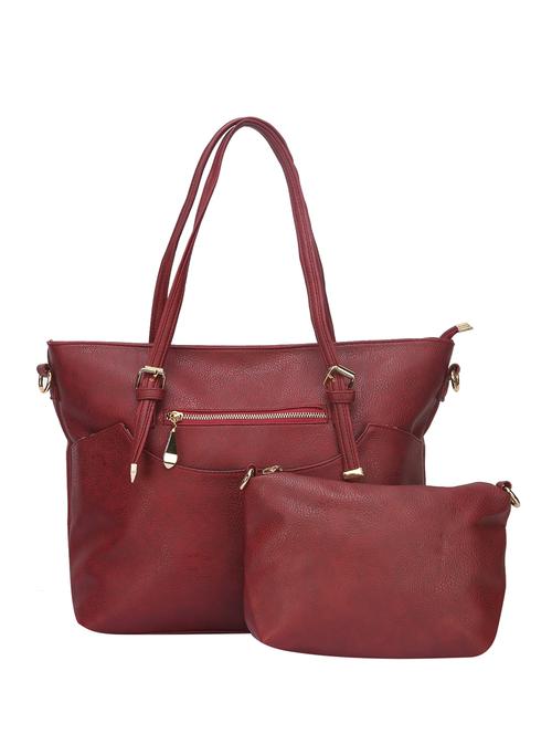 maroon leatherette  regular handbag - 14777101 - Very Small Image - 1