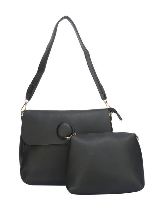 black leatherette  regular handbag - 14777114 - Very Small Image - 1
