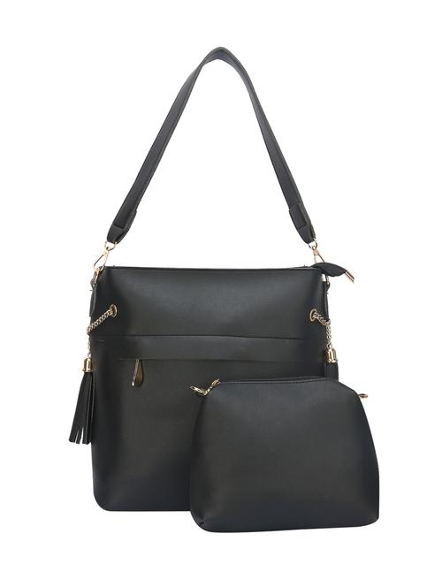black leatherette  regular handbag - 14777132 - Very Small Image - 1