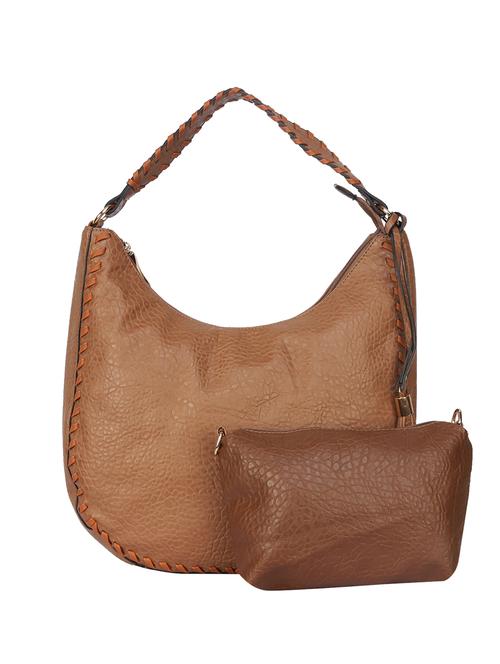 brown leatherette hobo handbag - 14777168 - Very Small Image - 1