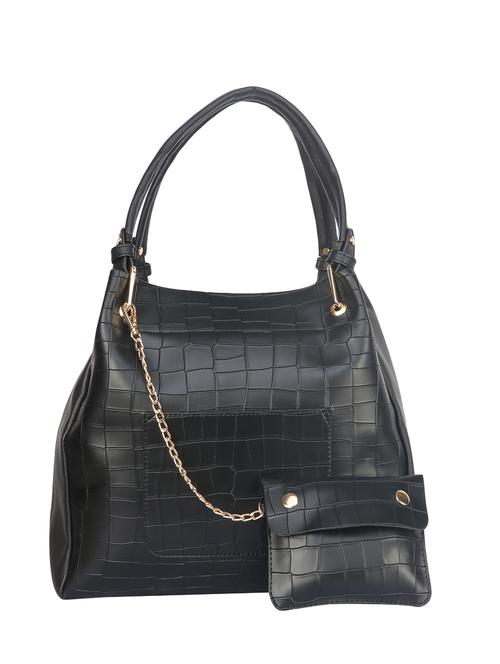 black leatherette  regular handbag - 14777177 - Very Small Image - 1