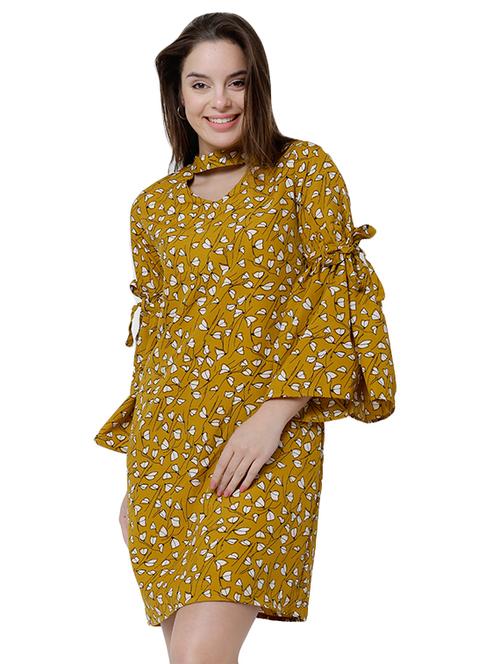 yellow printed a-line dress - 14777511 - Very Small Image - 1