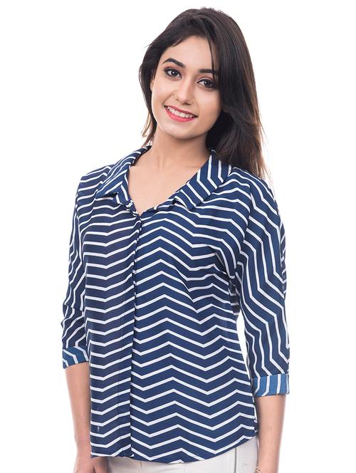 amadore blue crepe striped shirt - 14777718 - Very Small Image - 1