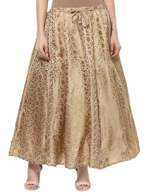 beige chanderi silk aline skirts - 14780436 - Very Small Image - 1