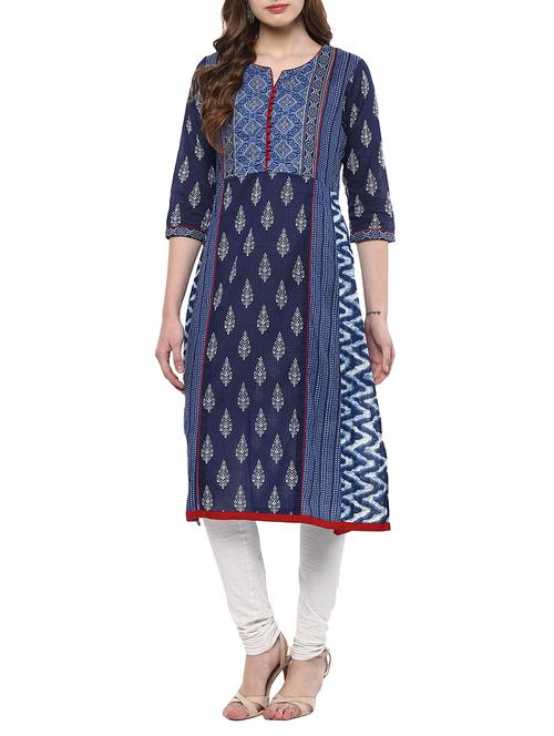 indigo cotton kurta - 14780452 - Very Small Image - 1