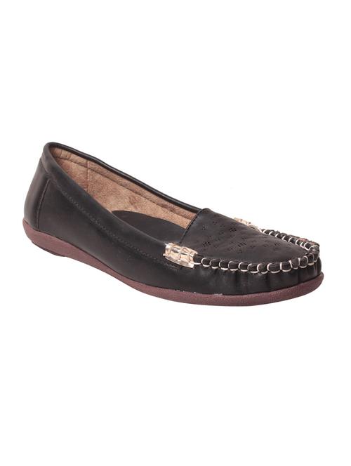 black faux leather slip on loafers - 14782030 - Very Small Image - 1