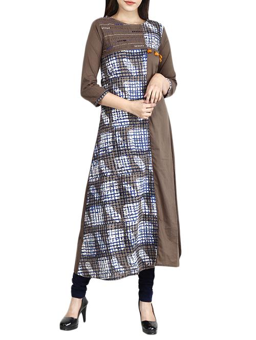 checkered a-line kurta - 14782172 - Very Small Image - 1