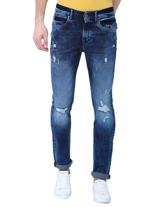 blue cotton blend ripped jeans - 14782795 - Very Small Image - 1