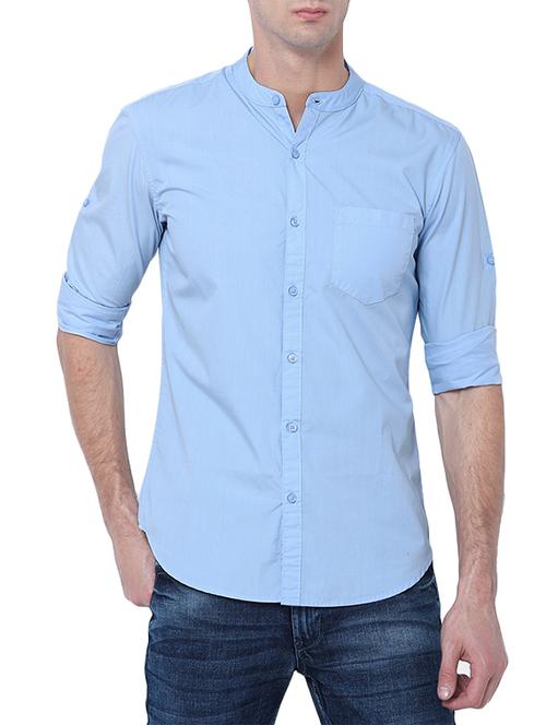 blue cotton casual shirt - 14782807 - Very Small Image - 1