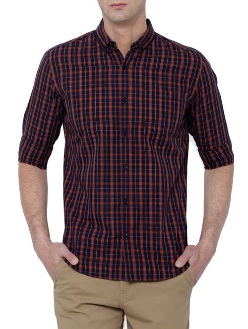 navy blue cotton casual shirt - 14782819 - Very Small Image - 1
