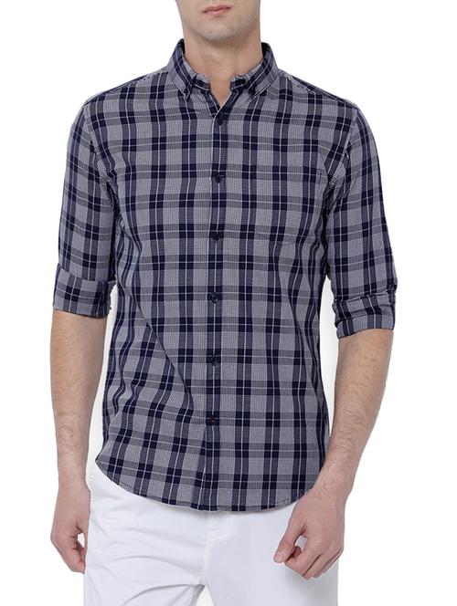 navy blue cotton casual shirt - 14782821 - Very Small Image - 1