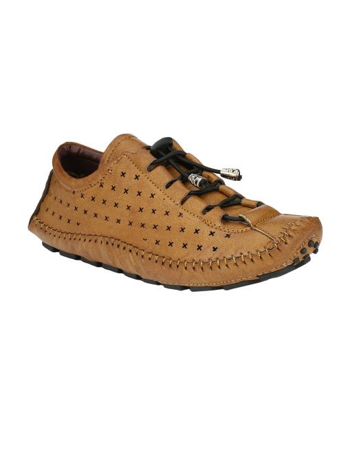 tan leatherette lace up shoe - 14783162 - Very Small Image - 1