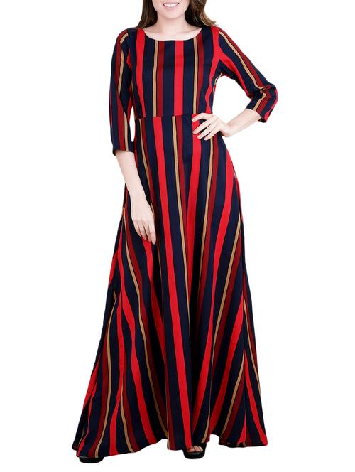 round neck striped maxi dress - 14783217 - Very Small Image - 1