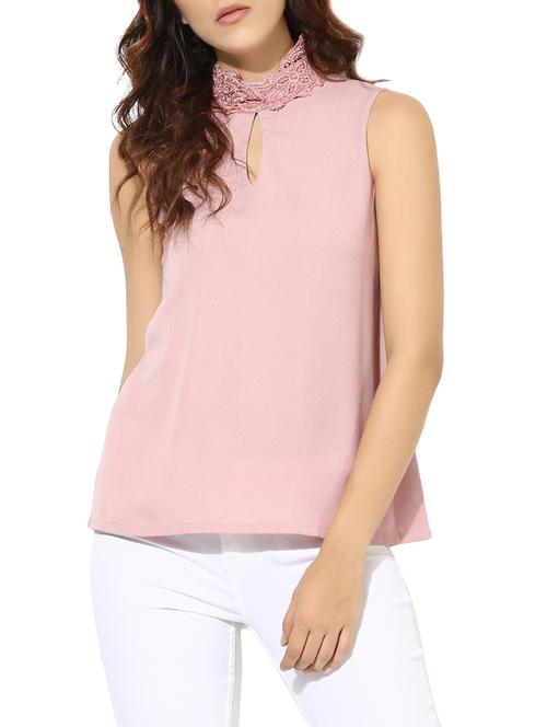 pink solid laced a-line top - 14784522 - Very Small Image - 1