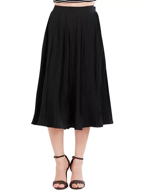 black solid a-line skirt - 14786059 - Very Small Image - 1