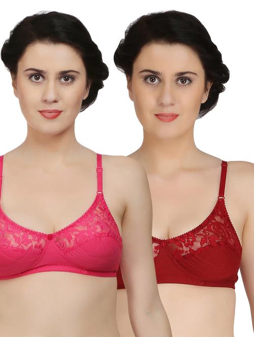 set of 2 floral patch solid bra  - 14787723 - Very Small Image - 1