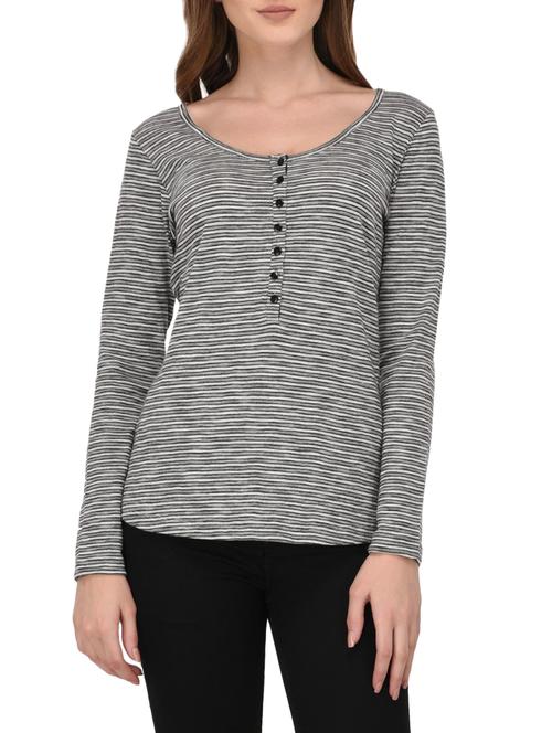 henley neck striped tee  - 14789122 - Very Small Image - 1