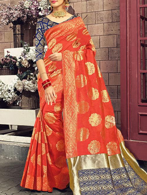 zari motifs kanjivaram saree with blouse - 14789780 - Very Small Image - 1