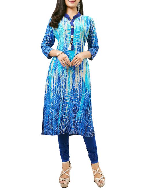 blue rayon straight kurta - 14789833 - Very Small Image - 1