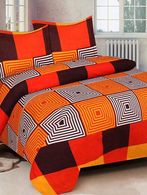 polycotton printed double bedsheet with 2 pillow covers - 14790426 - Very Small Image - 1
