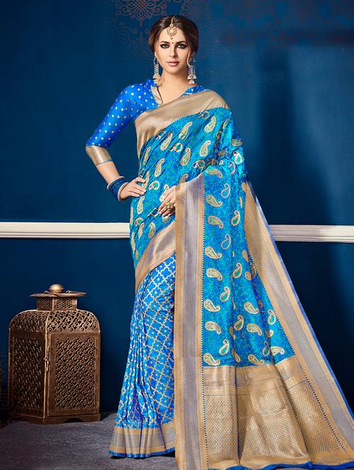 delicate golden zari banarasi saree - 14791618 - Very Small Image - 1