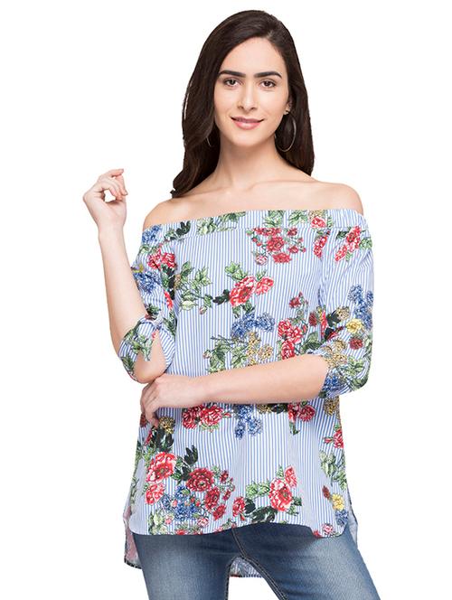 women's high-low off shoulder top - 14791807 - Very Small Image - 1