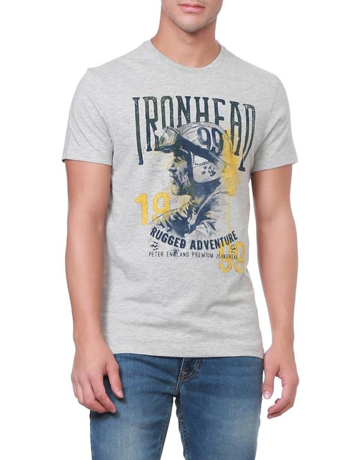 grey cotton chest print t-shirt - 14793854 - Very Small Image - 1