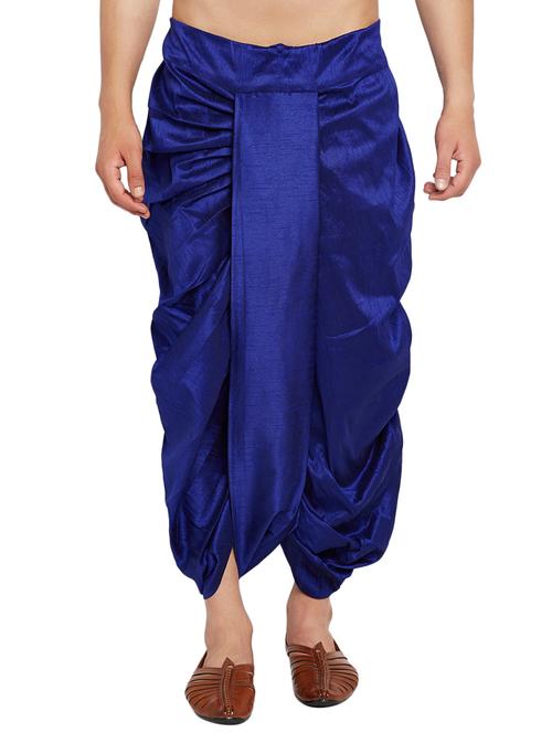 navy blue silk blend dhoti - 14793996 - Very Small Image - 1