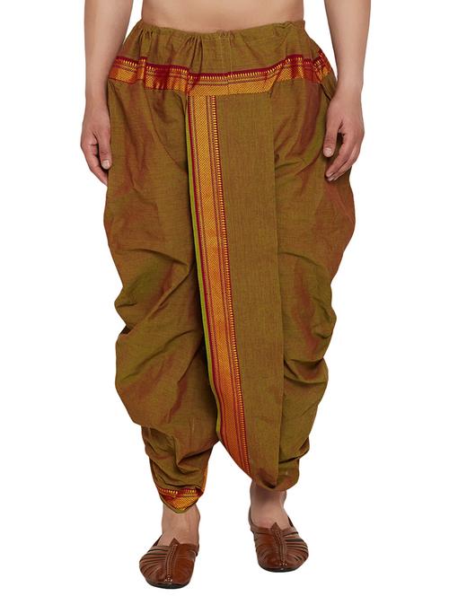 green cotton dhoti - 14794006 - Very Small Image - 1