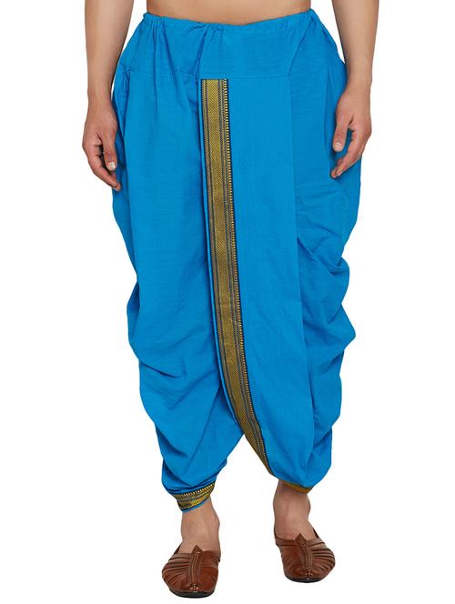 blue cotton dhoti - 14794007 - Very Small Image - 1