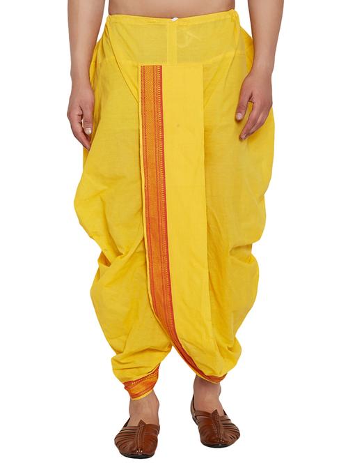 yellow cotton dhoti - 14794008 - Very Small Image - 1