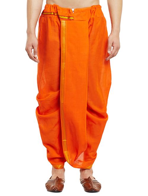 orange cotton dhoti - 14794012 - Very Small Image - 1